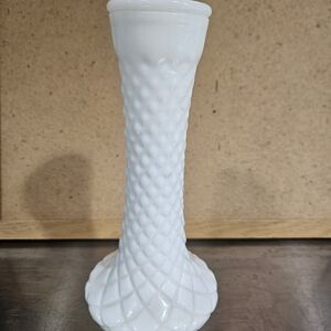 Randall Milk Glass QuiltedWhite Diamond Pattern Vase